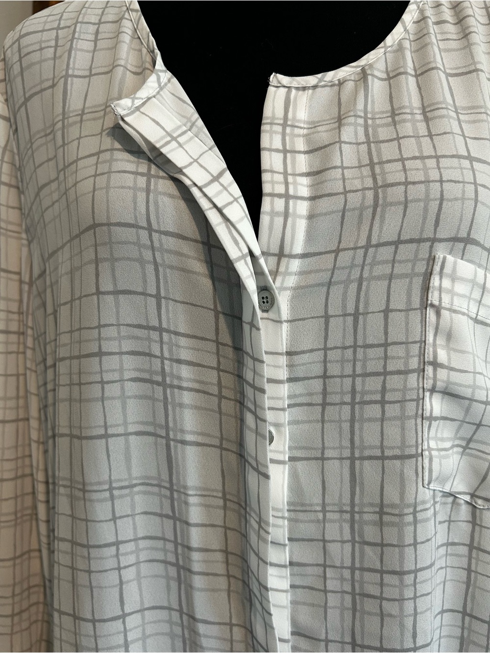 Calvin Klein Jeans White Button-Down Shirt with Gray Grid Size XL - Picture 5 of 8
